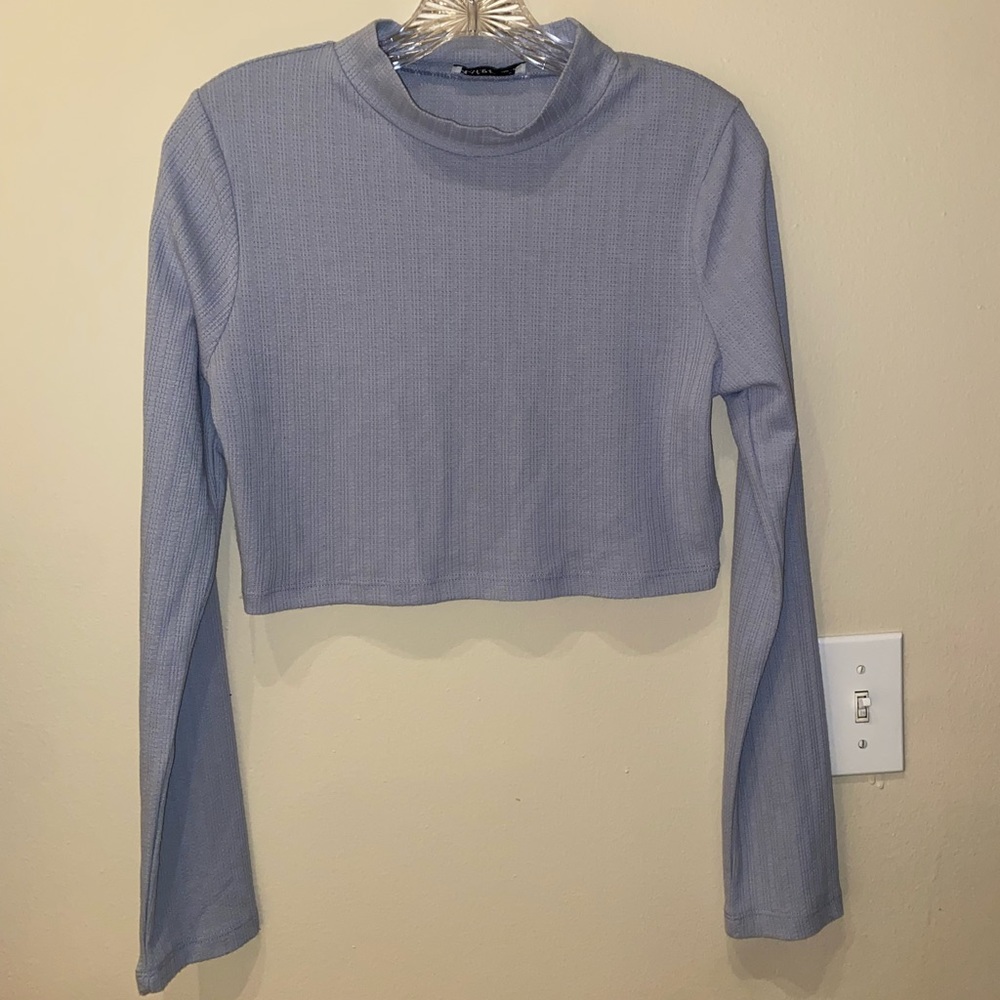 Turtle Neck Long Sleeve Crop Top